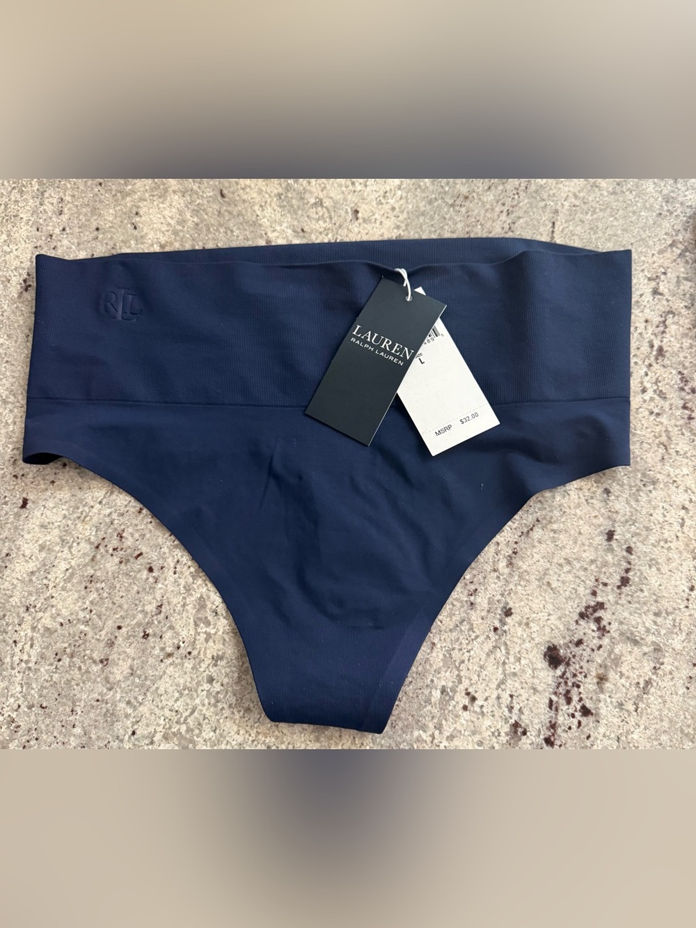 Lauren Ralph Lauren Navy Luxe Smoothing Navy High Rise Thong